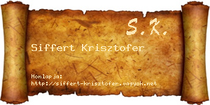 Siffert Krisztofer névjegykártya